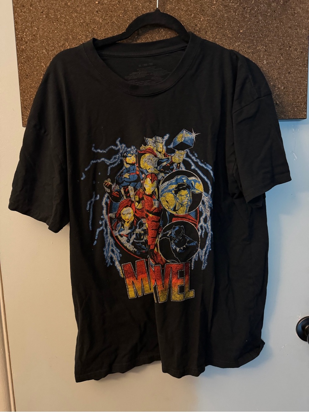 Marvel Black Short Sleeve Superhero Graphic Tee